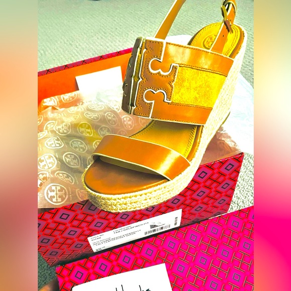 Tory Burch Two-tone Leather And Suede Espadrille Wedge size 8 1/2 110.00 - Picture 5 of 5